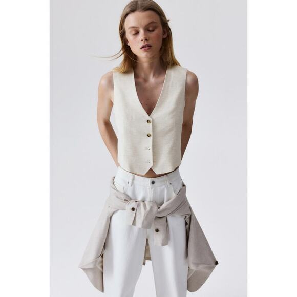 H&M, Beige Vest, XL - Picture 1 of 12